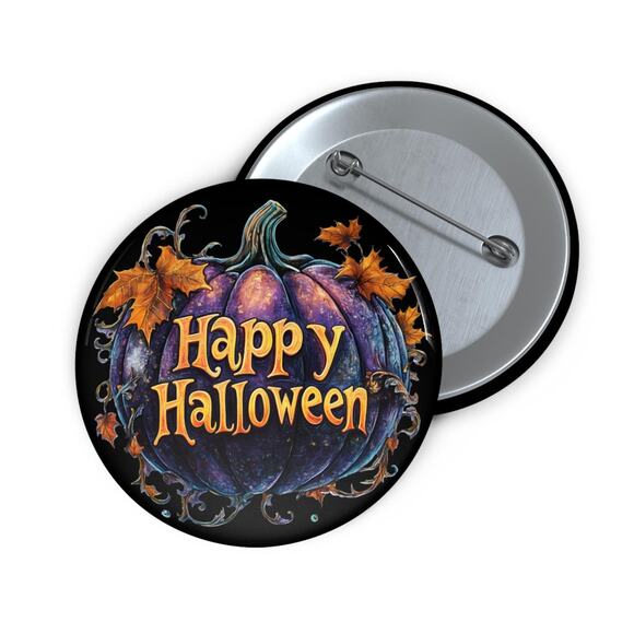 Halloween Pin Button | 2.25" Spooky Ghost Pumpkin Custom Costume Party Favor - Picture 1 of 2